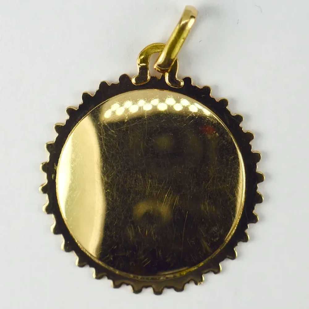 French Virgin Mary 18K Yellow Gold Medal Pendant - image 5