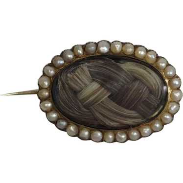 Victorian Mourning Hair Pin Pearls 9 Carat Gold - image 1