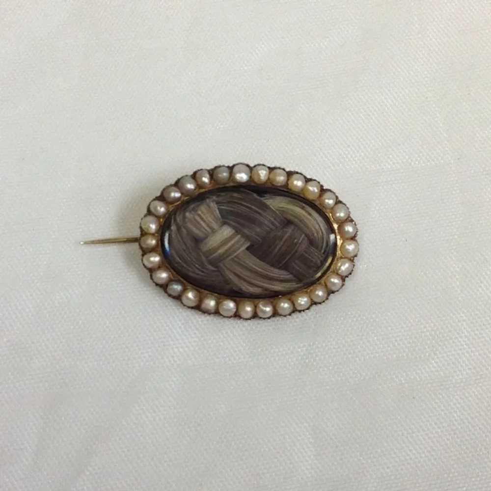Victorian Mourning Hair Pin Pearls 9 Carat Gold - image 2