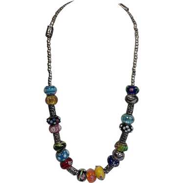 Glass Studio Bead and Sterling Necklace