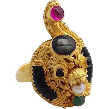 Cobra Ring Ruby Emerald 22K Gold India
