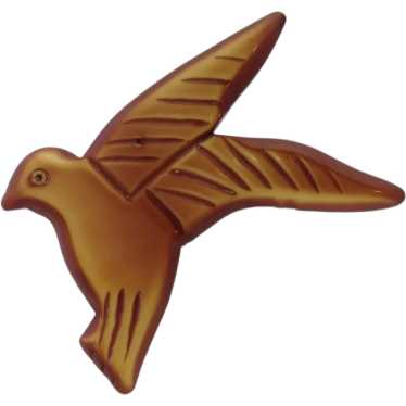 Carved Bakelite Bird Brooch Brown - image 1