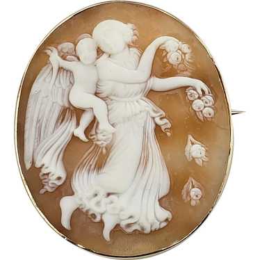 Vintage 10 Karat Yellow Gold Cameo Brooch/Pin - image 1