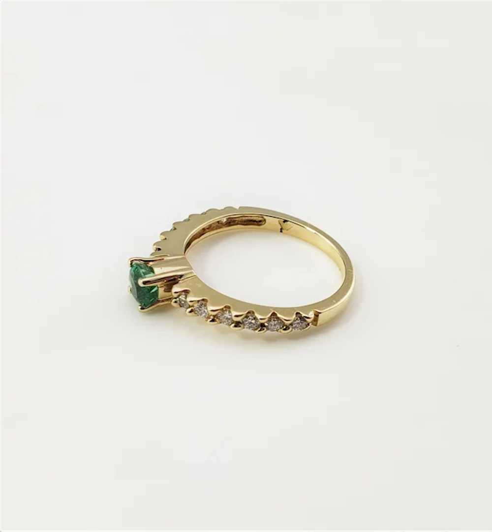 Vintage 14 Karat Yellow Gold Emerald and Diamond … - image 3