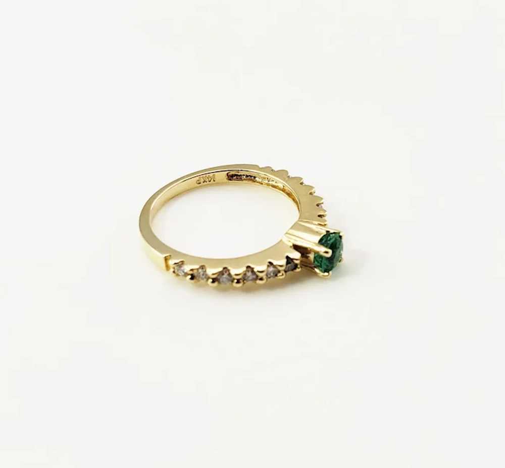 Vintage 14 Karat Yellow Gold Emerald and Diamond … - image 4