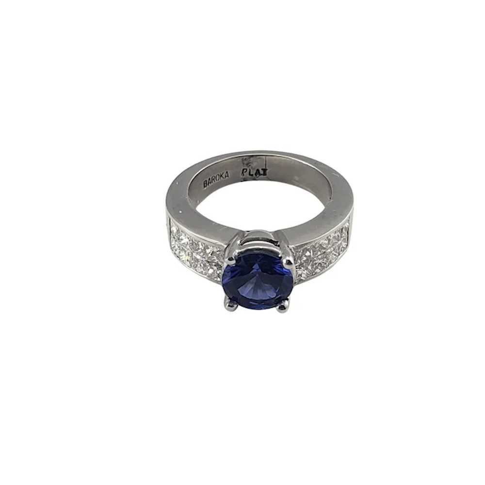 Vintage Platinum Tanzanite and Diamond Ring Size … - image 2