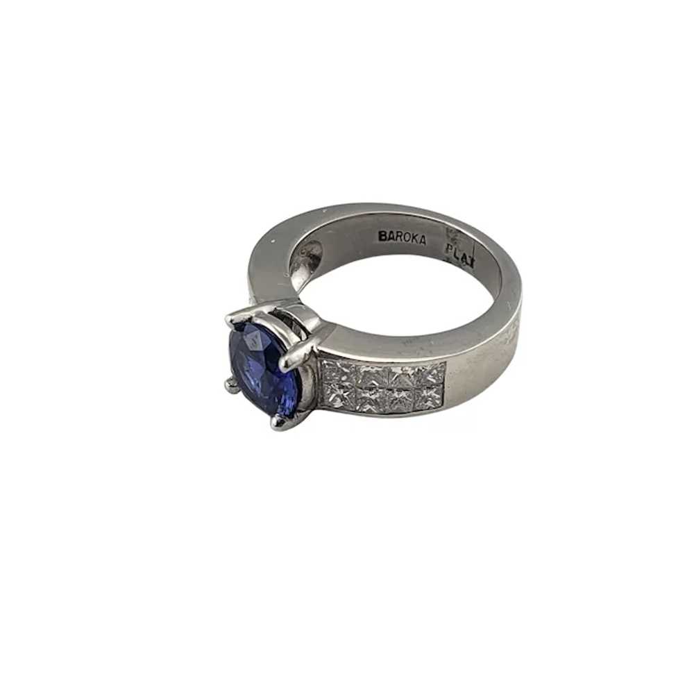 Vintage Platinum Tanzanite and Diamond Ring Size … - image 3