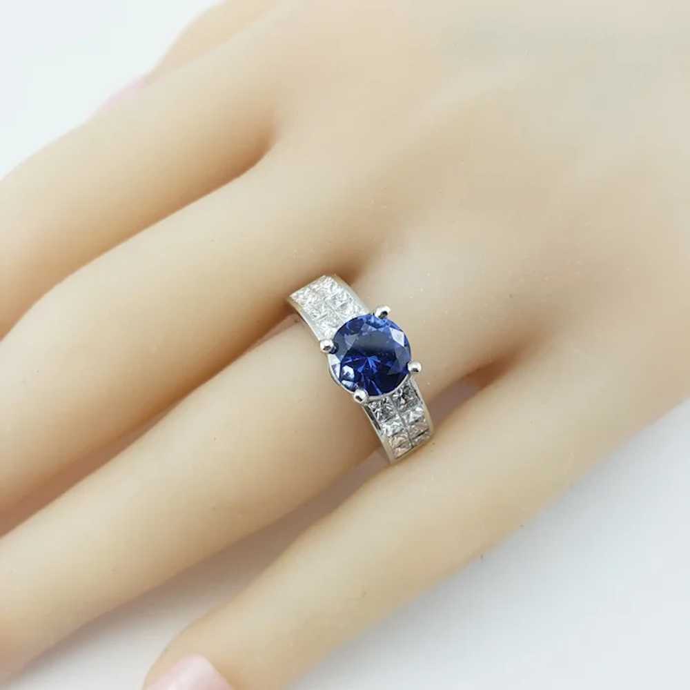 Vintage Platinum Tanzanite and Diamond Ring Size … - image 8