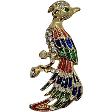 Multicolored bird of paradise rhinestone and gold… - image 1