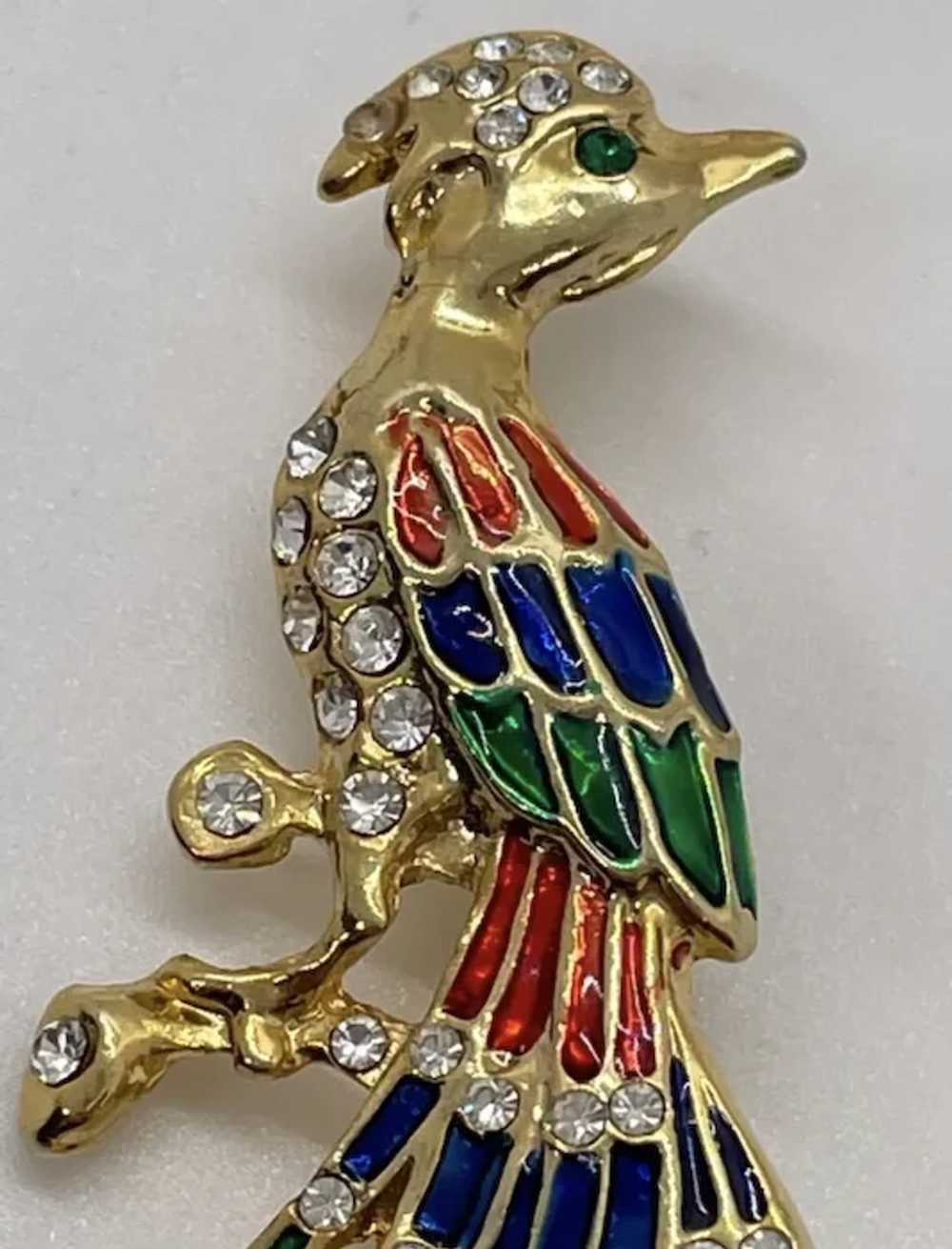 Multicolored bird of paradise rhinestone and gold… - image 2