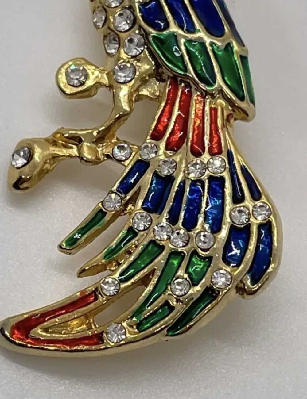 Multicolored bird of paradise rhinestone and gold… - image 3