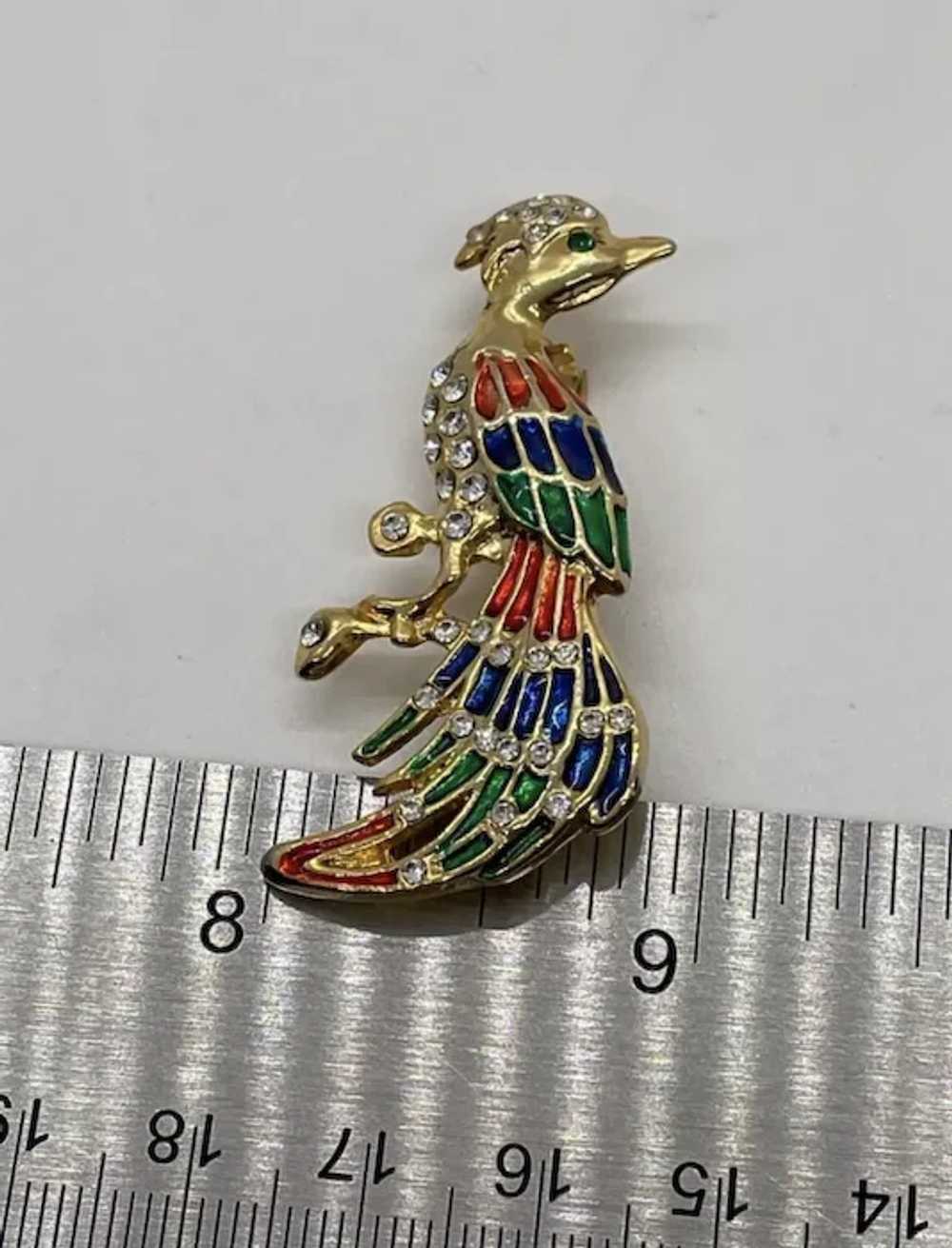 Multicolored bird of paradise rhinestone and gold… - image 6