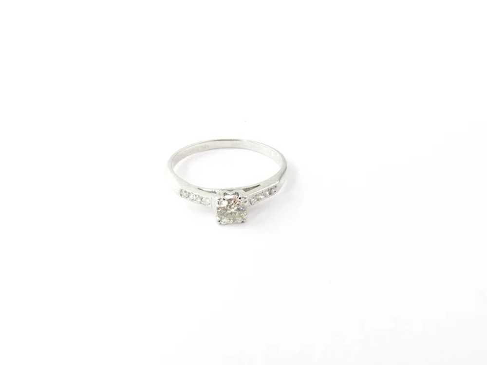 Vintage 18 Karat White Gold Diamond Engagement Ri… - image 7