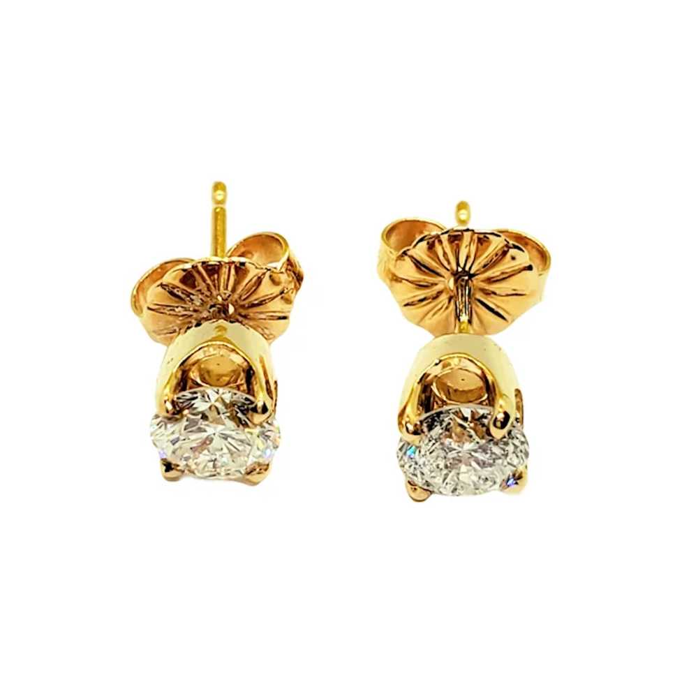 Vintage 14 Karat Yellow Gold Diamond Stud Earring… - image 2