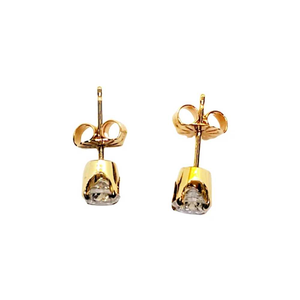 Vintage 14 Karat Yellow Gold Diamond Stud Earring… - image 3
