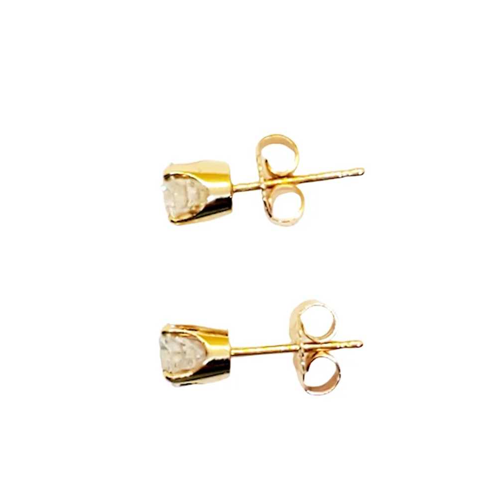 Vintage 14 Karat Yellow Gold Diamond Stud Earring… - image 4
