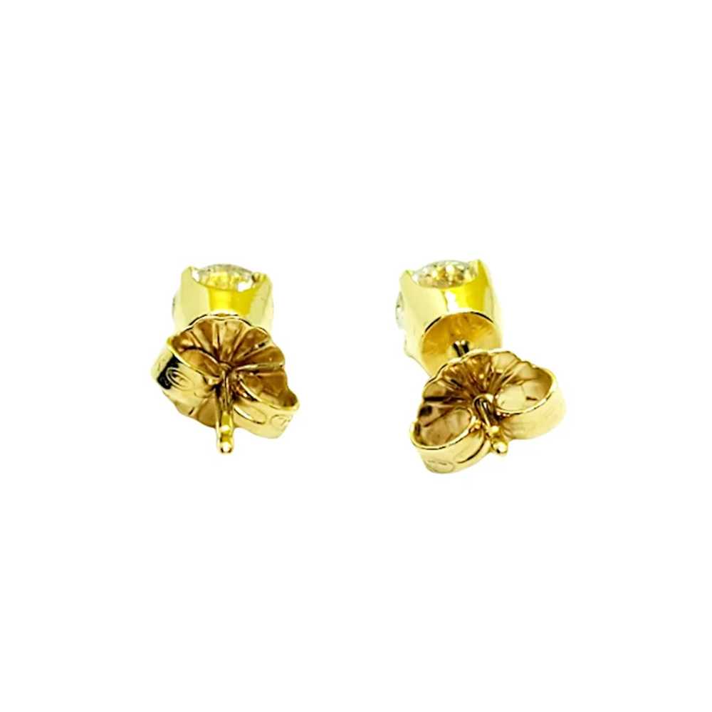 Vintage 14 Karat Yellow Gold Diamond Stud Earring… - image 5