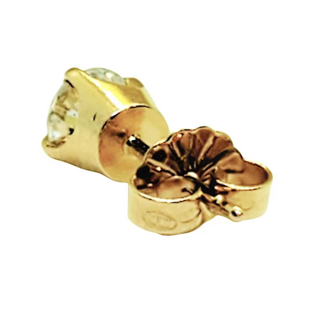 Vintage 14 Karat Yellow Gold Diamond Stud Earring… - image 6