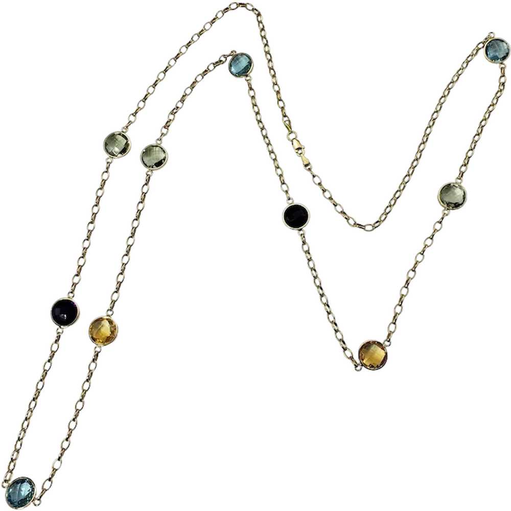 Vintage 14 Karat Yellow Gold Gemstone Necklace - image 1