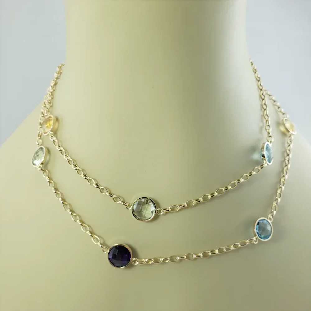 Vintage 14 Karat Yellow Gold Gemstone Necklace - image 5