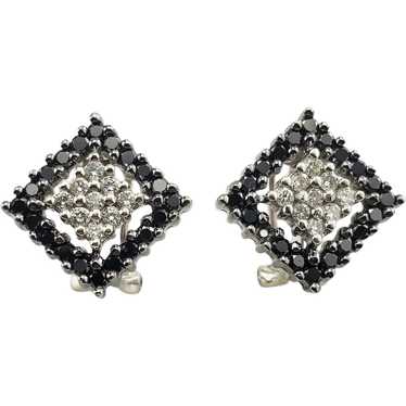 Vintage 14 Karat White Gold Black and White Diamo… - image 1