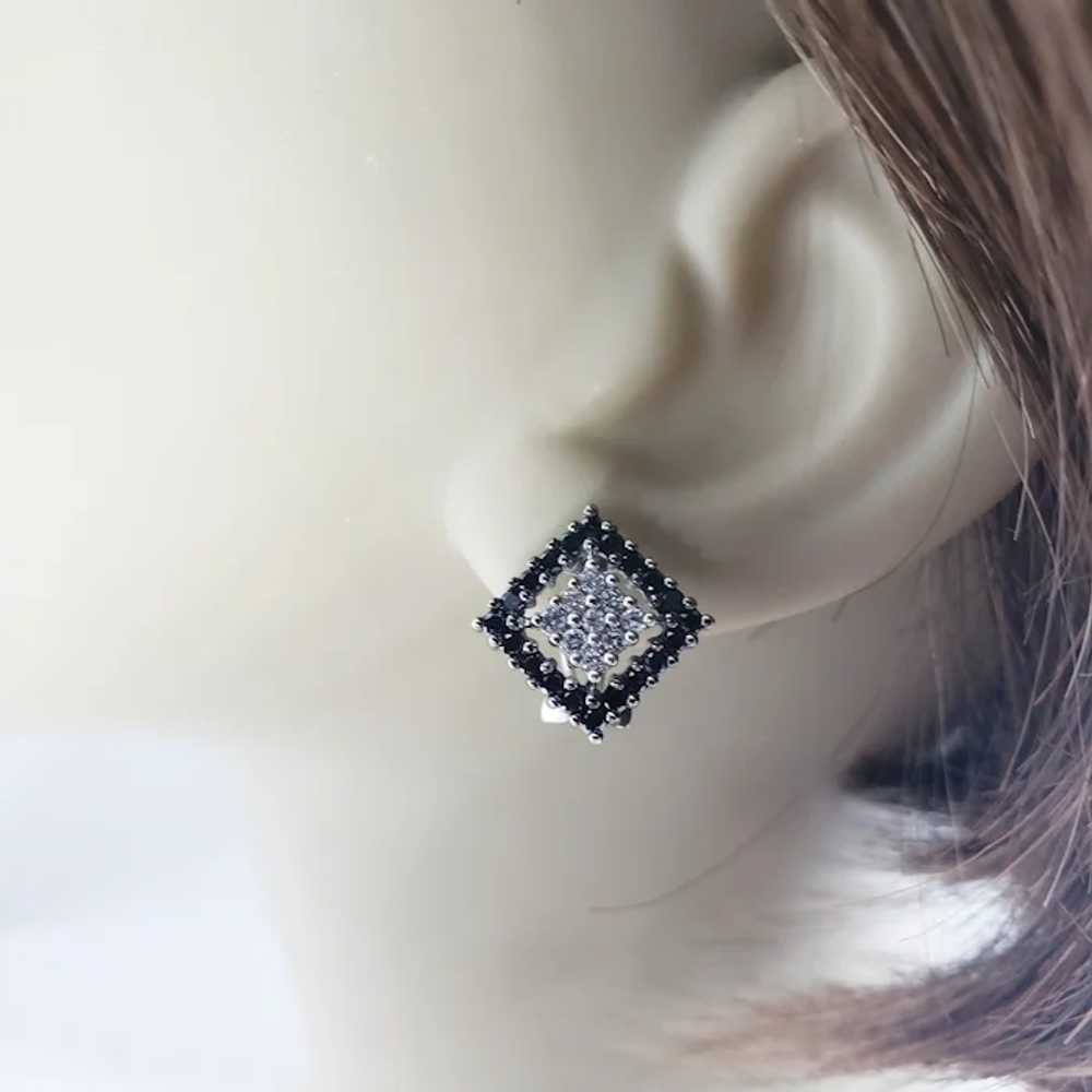 Vintage 14 Karat White Gold Black and White Diamo… - image 7