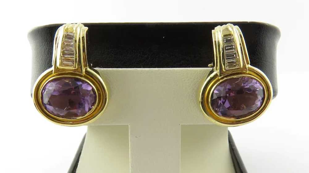 Vintage 18 Karat Yellow Gold Amethyst and Diamond… - image 2