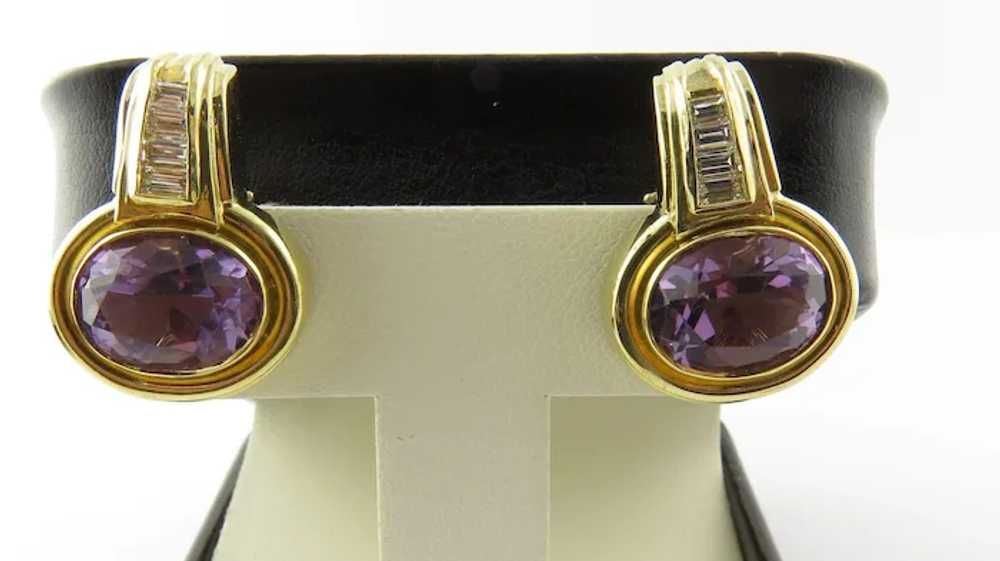 Vintage 18 Karat Yellow Gold Amethyst and Diamond… - image 3