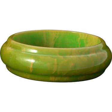 Pistachio Green Marbled Bakelite Bangle - image 1