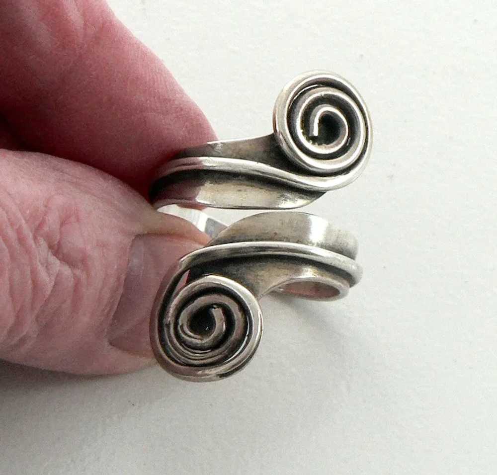 Sterling Silver Mexican Spiral Bypass Ring - image 2