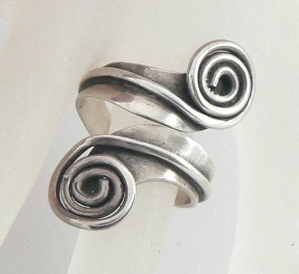 Sterling Silver Mexican Spiral Bypass Ring - image 6