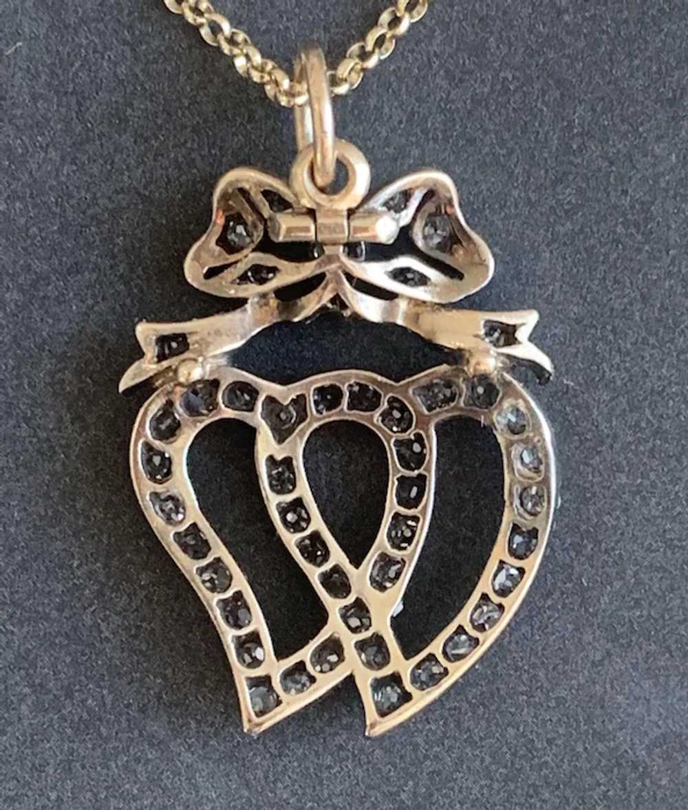 Antique Diamond Double Heart Love Pendant - image 2