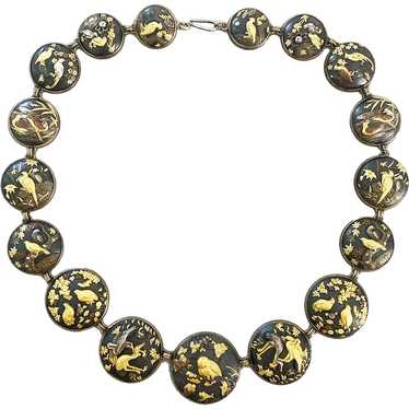Exceptional Antique Shakudo Mixed Metal Necklace - image 1