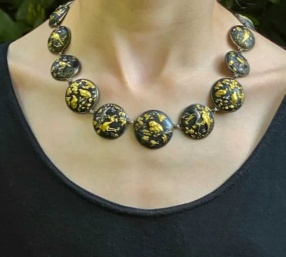 Exceptional Antique Shakudo Mixed Metal Necklace - image 2