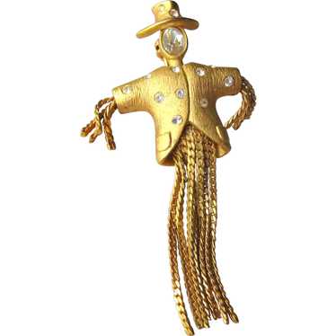 Vintage Scarecrow Pin - Articulated Scarecrow - Fi