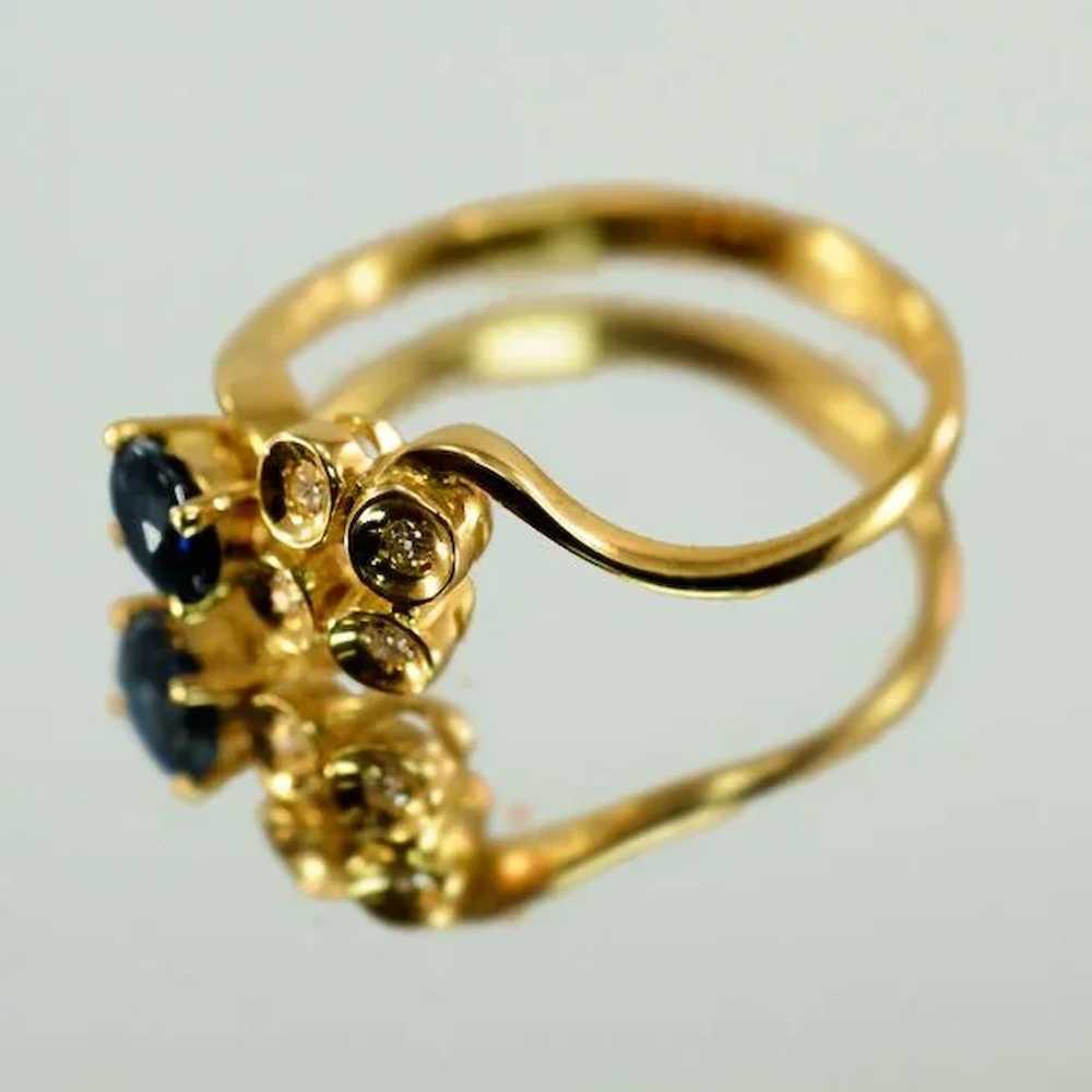 Vintage 18 Karat Gold Sapphire and 4 Diamonds Mod… - image 6