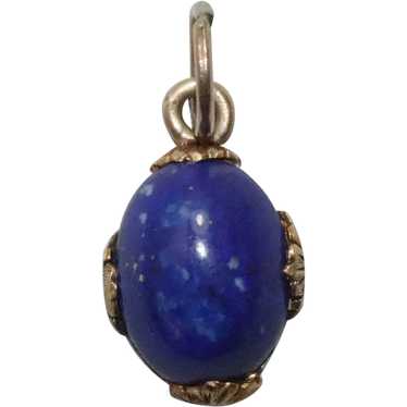 14K Yellow Gold Lapis Pendant - image 1