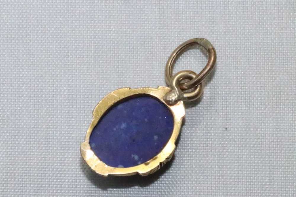 14K Yellow Gold Lapis Pendant - image 2