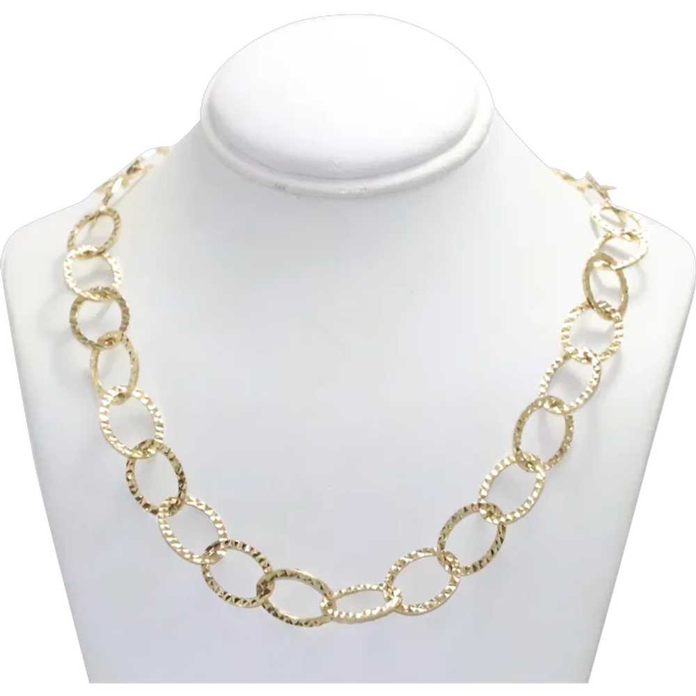 14 KT Yellow Gold Diamond Cut Necklace - image 1