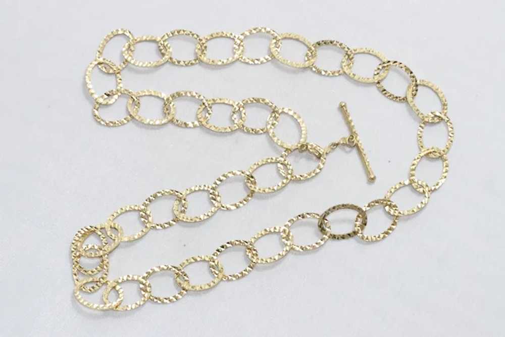 14 KT Yellow Gold Diamond Cut Necklace - image 3