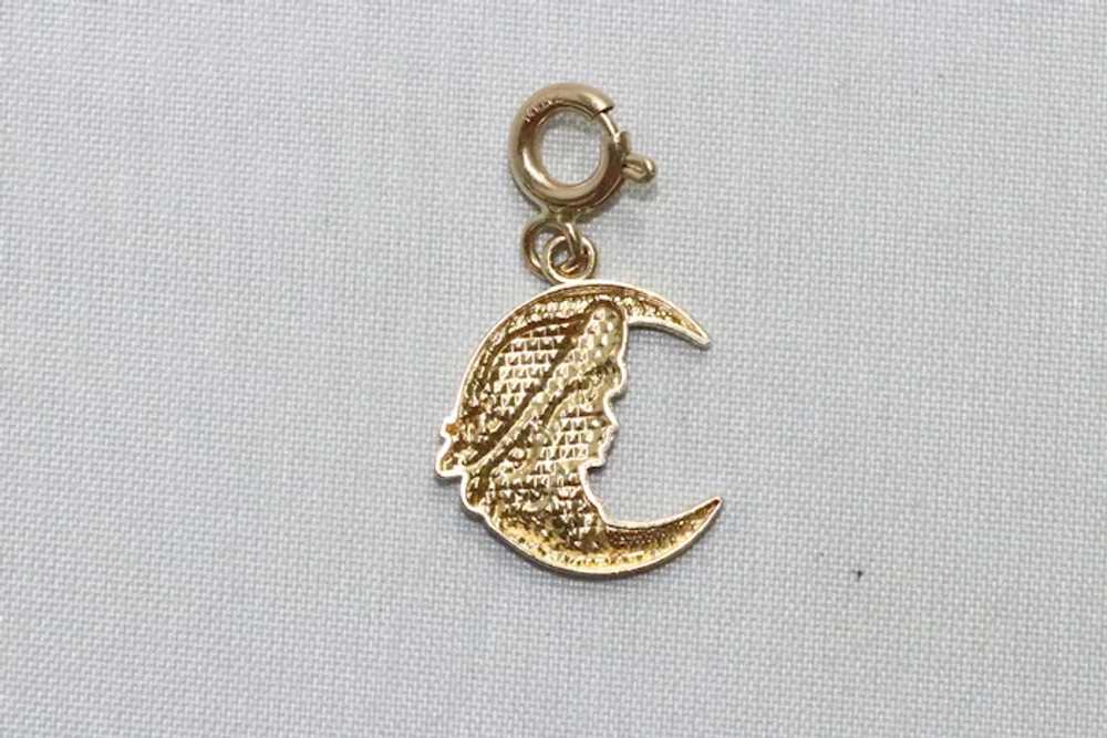 14 KT Two Tone Gold Moon Pendant - image 2