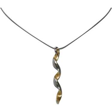 Sterling Silver Gold Overlay Spiral Necklace - image 1