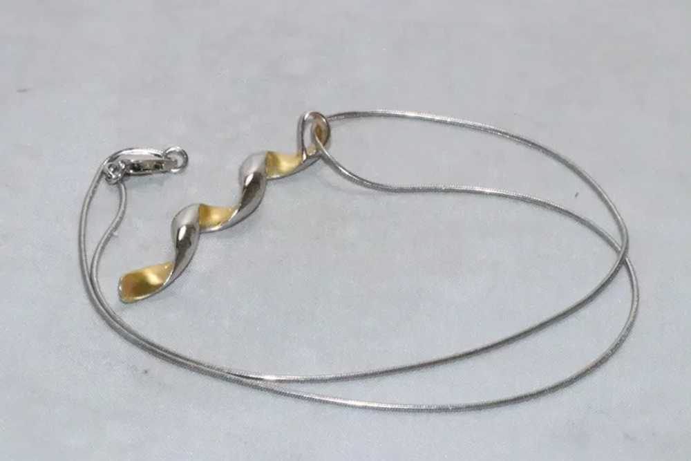 Sterling Silver Gold Overlay Spiral Necklace - image 2