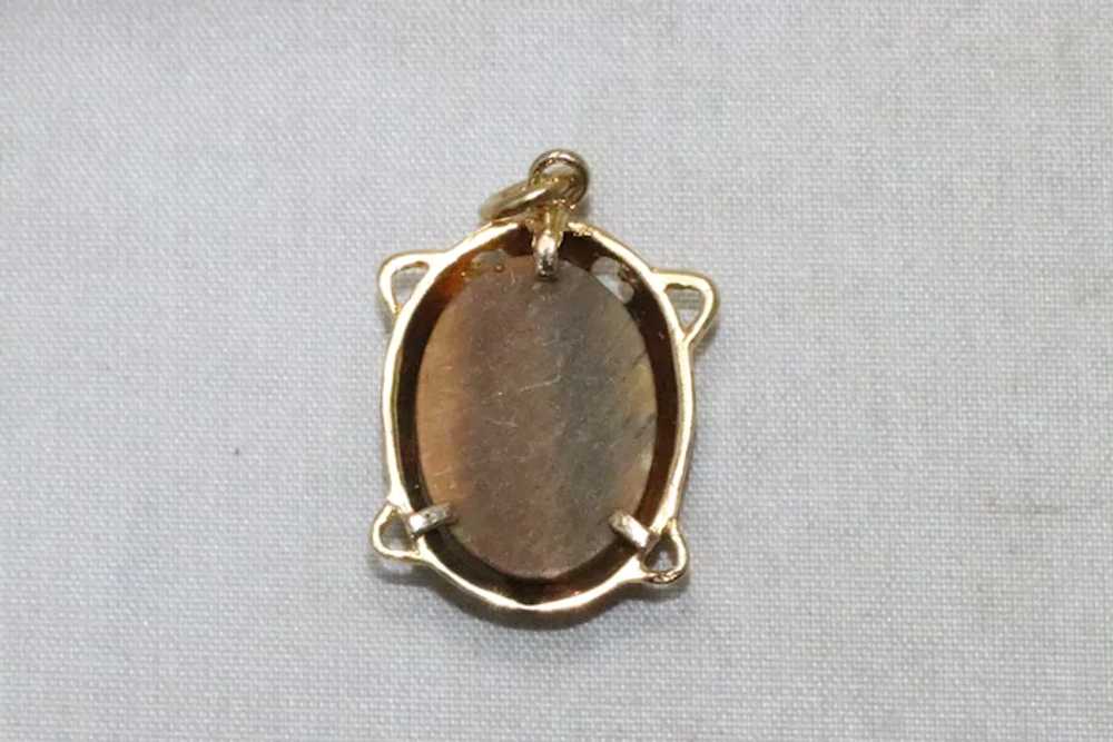 Vintage Gold Fill Tiger Eye Pendant - image 2