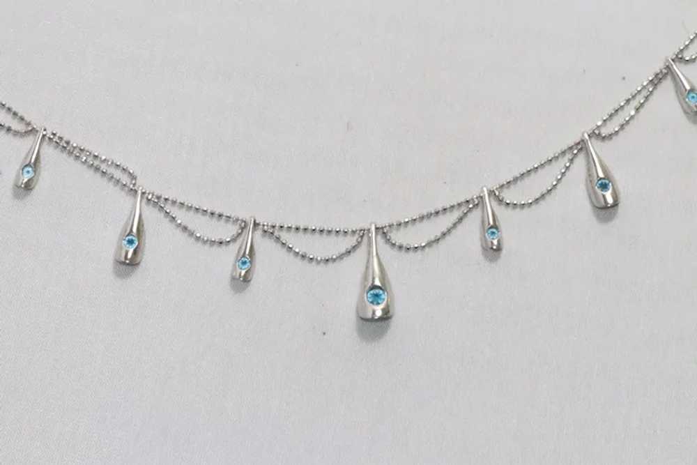 14 KT White Gold Blue Topaz Necklace - image 4