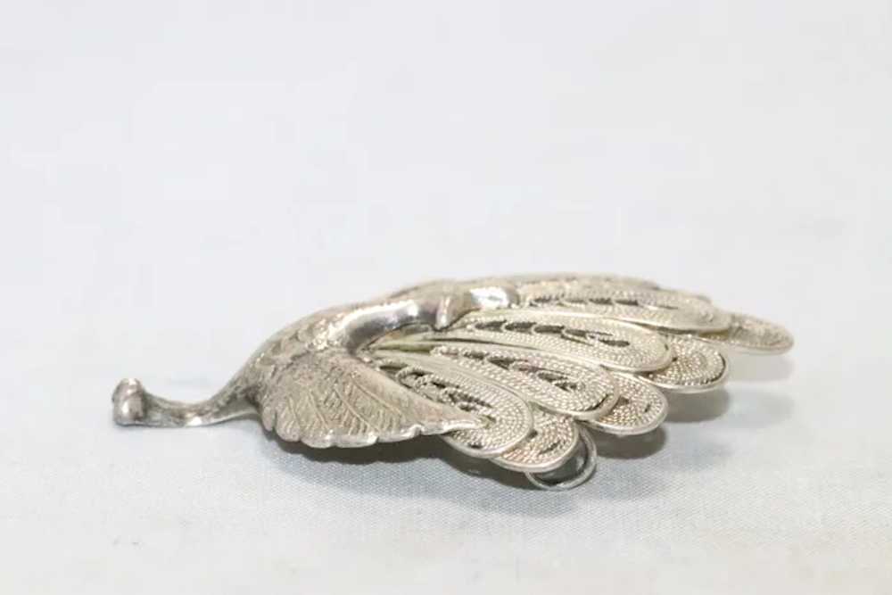 Vintage Sterling Silver Malaysian Bird Brooch - image 3