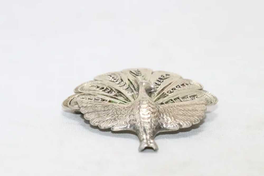 Vintage Sterling Silver Malaysian Bird Brooch - image 4