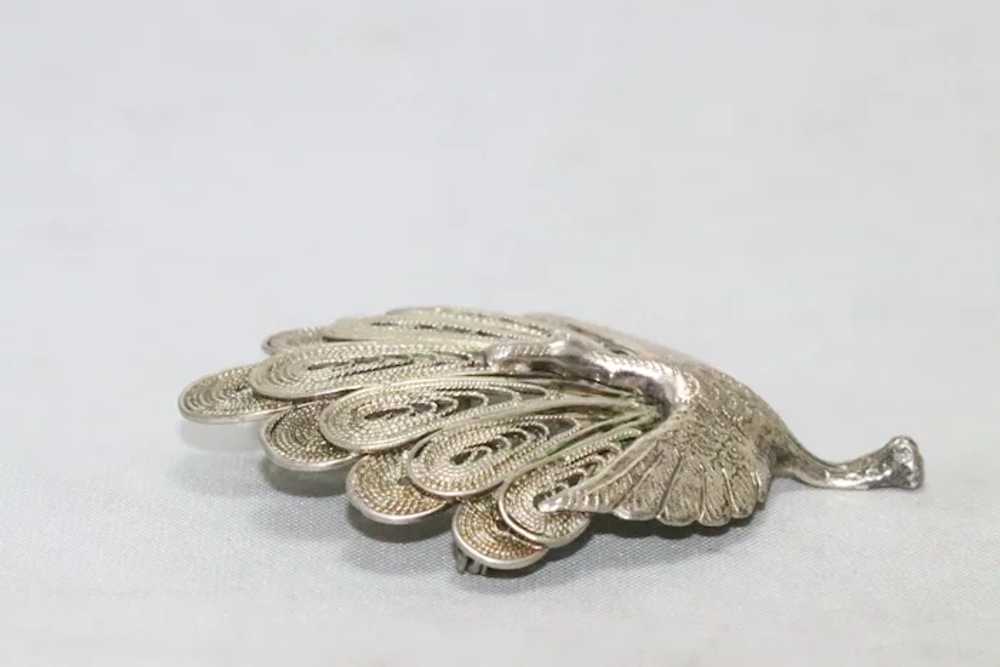 Vintage Sterling Silver Malaysian Bird Brooch - image 5