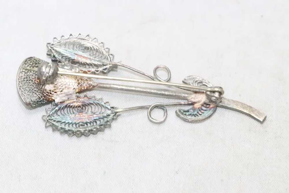 Vintage Sterling Silver Hand Made Flower Brooch - image 2
