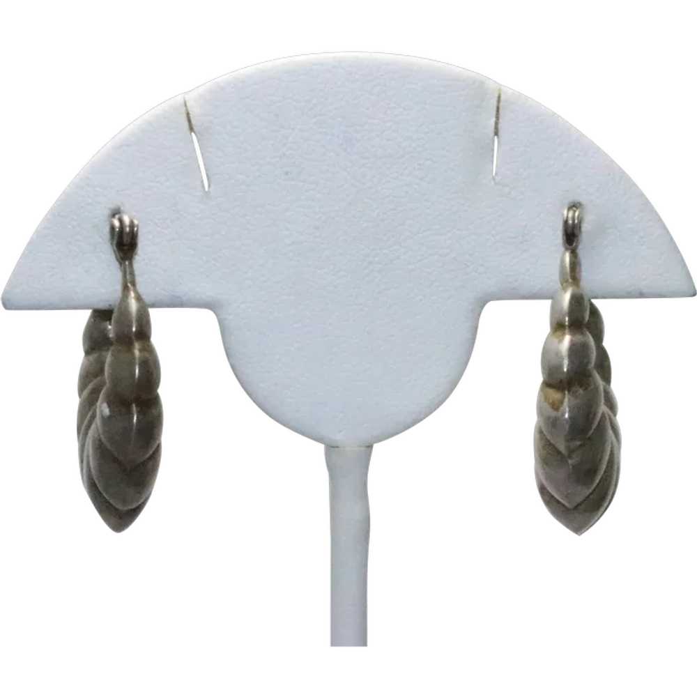 Vintage Sterling Silver Hoop Earrings - image 1